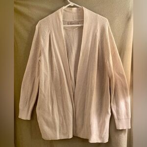 LOFT Open-Front Ribbed Cardigan - Light Cream Size L